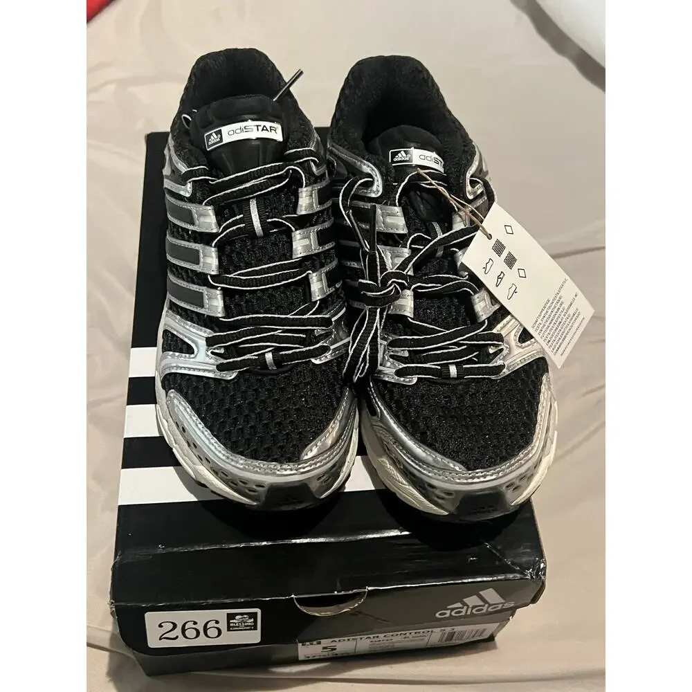 adidas Kids' AdiStar Control 5 Shoes black metallic silver grey KI8733 $110 ret
